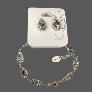Silver earring and bracelet set.